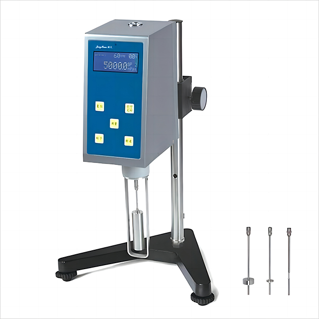 Digital rotational viscosity tester with temperature probe and RS232C output interface